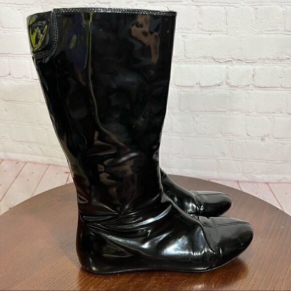 37 (7) BURBERRY Patent Leather Mid-Calf Boots GUC Vintage Y2K - Picture 4 of 16